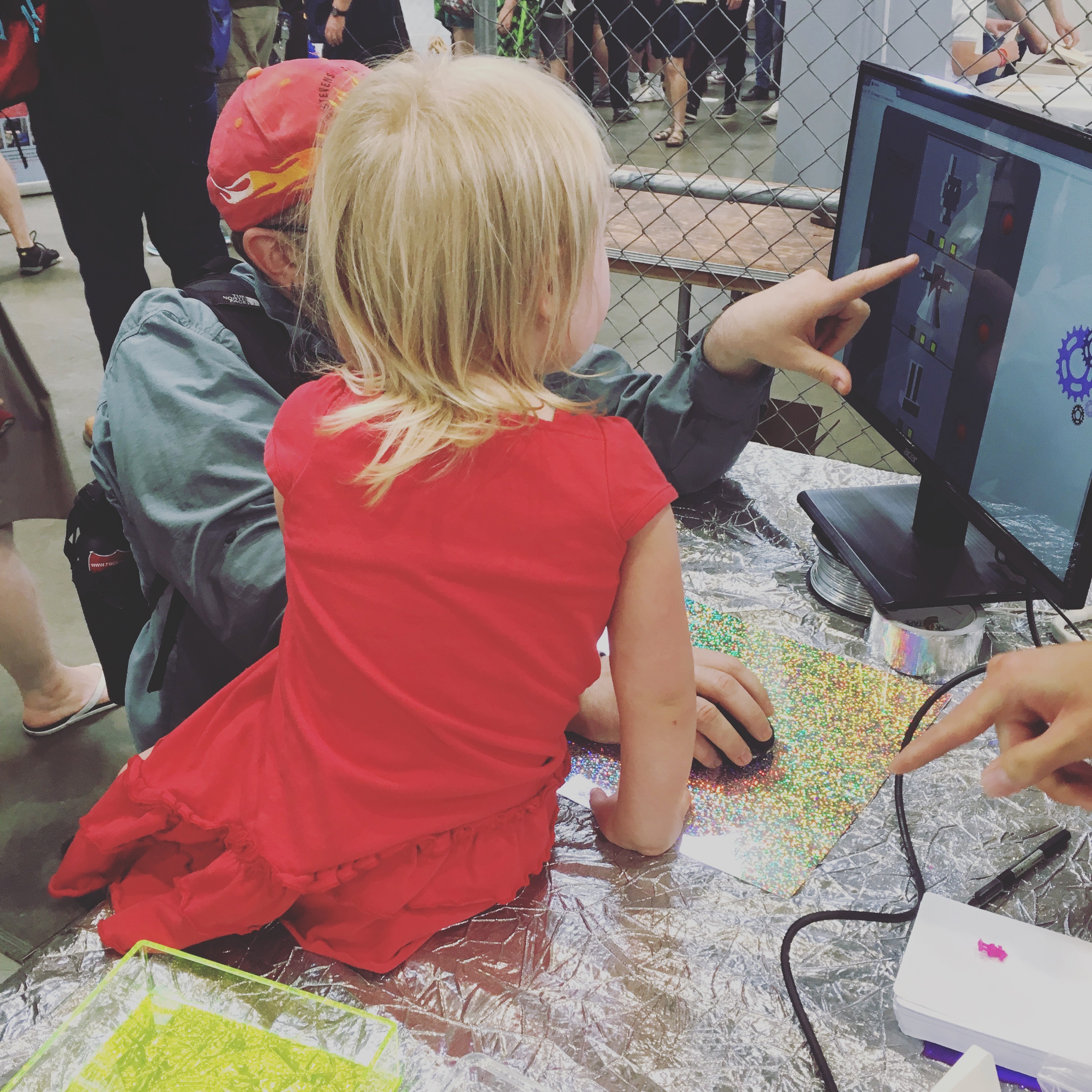 little girl designing bitzbot